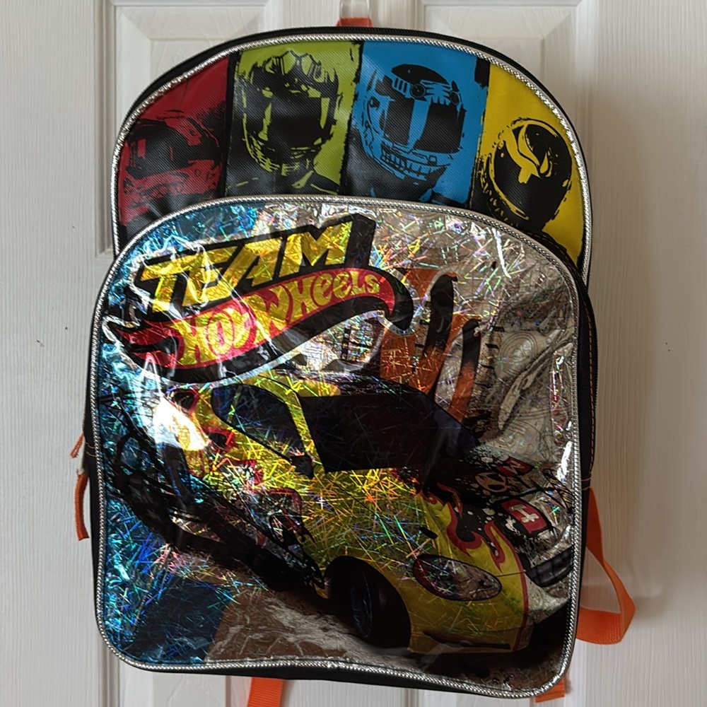 Backpack Team Hot Wheels new 15.5" x 12" adjustable padded straps Fast Forward